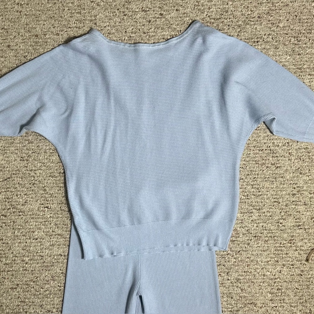 Matching Sweater Set Ribbed Light Blue Size Large - Picture 7 of 11